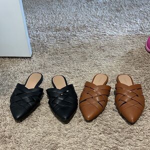 Women's Black and Brown Slip-On Loafers